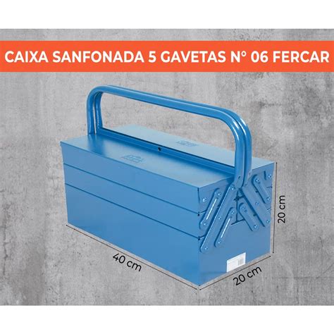 Caixa De Ferramentas Sanfonada 5 Gavetas 40cm Azul FERCAR N06