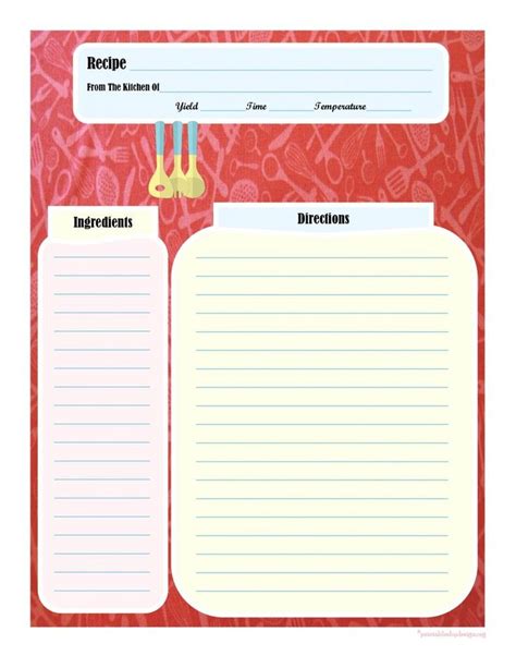 Full Page Editable Recipe Template