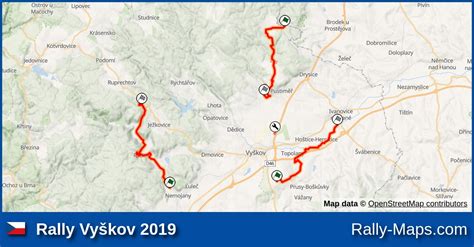 Streckenverlauf Rally Vyškov 2019 RallyeKarte de