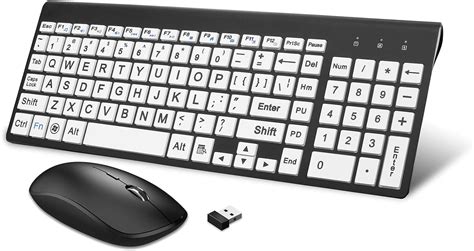 Amazon.com: HXMJ-Wireless Large Print Keyboard and Mouse Set with USB ...