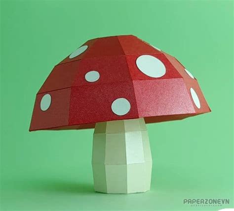 Mushrooms Fly Agaric Low Poly Halloween Papercraft Svg Pdf Template