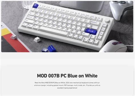 Akko Mod B Pc Blue On White Multi Modes Rgb Hot Swappable Mechanical Keyboard Gasket Mount