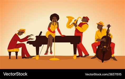 Musician cartoon jazz band persons perform Vector Image