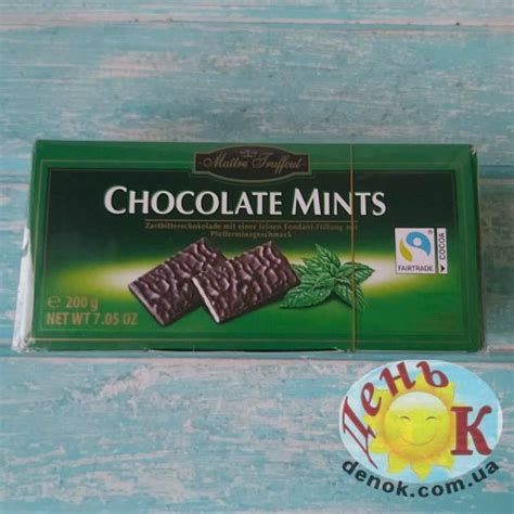 Вкусные Шоколадные пластины с ментоловым пралине Chocolate Mints 200 г ...