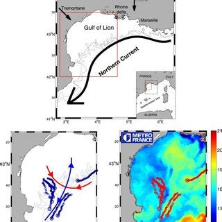 Bathymetry of the Gulf of Lion (200 and 500 m isobaths). Black arrows ...