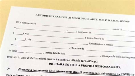 CORONAVIRUS Ecco La Nuova AUTOCERTIFICAZIONE Per Gli Spostamenti