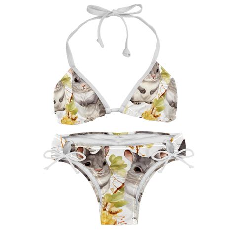 Cat Bikini Set With Detachable Sponge Adjustable Strap Two Pack Ideal For Beach Pool