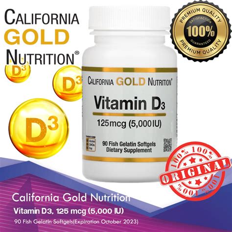 California Gold Nutrition, Vitamin D3, 125 mcg (5,000 IU), 90 Fish ...