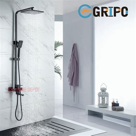 GRIPO High End Quality 304 Stainless Square Shower Set Hot And Cold Matte Black GP2396 Lazada PH