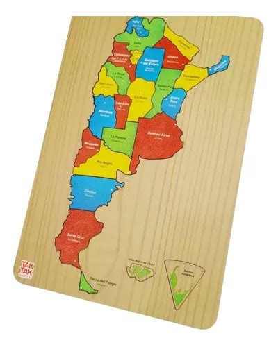 Encastre Rompecabezas Mapa De Argentina En Madera Did Ctico En Venta En