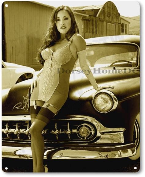 Sexy Women Tin Sign Headlights Pin Up Girl Hot Rod Auto Shop Etsy
