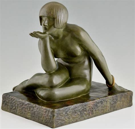 Enigma Art Deco Bronze Sculpture Seated Nude Deconamic