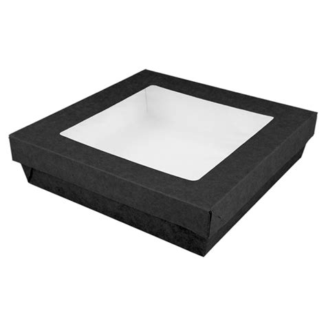 Cajas De Cart N Negro Para Pasteler A Con Tapa Y Ventana Greenvase