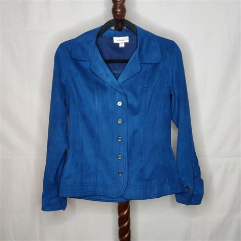 Dressbarn Womens Size S Top Blue Color Collared Button Up Long Sleeves