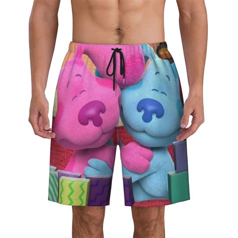 Blue'S Clues Mens Swim Trunks Quick Dry Board Shorts with Mesh Lining