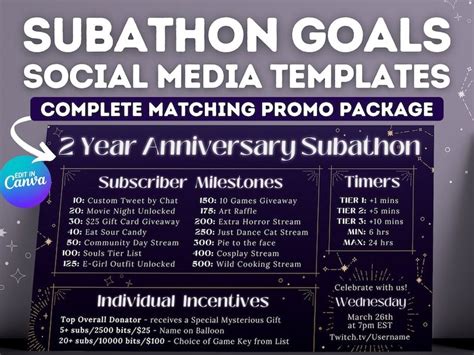 Dark Celestial Subathon Twitch Subathon Social Media Package Twitch