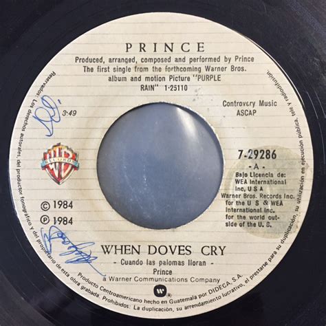 Prince – When Doves Cry (1984, Vinyl) - Discogs