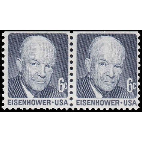 1393 6c Dwight Eisenhower Fine MNH Dry Gum BPS Hor Pair Top V4742 On