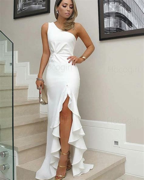 White One Shoulder Prom Dresses