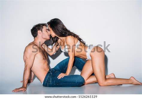 Sexy Girl White Lingerie Kissing Shirtless Stock Photo 1526261129 Shutterstock