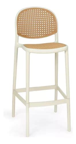 Taburete Alto Con Respaldo Redondo De Polipropileno Color Nude MercadoLibre