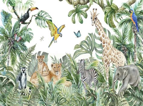 SAFARI Tapete für Kinder mit Tieren Dschungel Tapete Etsy