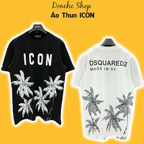 ao thun dsq icon  hoa tiet cay dua    ao phong nam nu