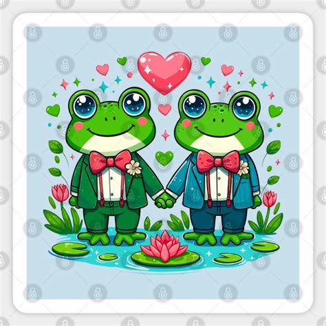 Gay Frogs In Love Gay Love Sticker TeePublic