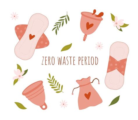 Desperdício Zero Produtos Menstruais Femininos Almofadas Reutilizáveis Copo Menstrual Ilustração