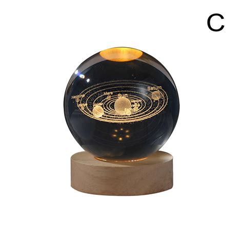 Czqikeda D Planet Crystal Ball Usb D Moon Planet Globe Galaxy Night