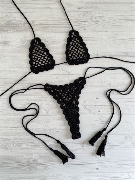 Crochet Extreme Micro G String Bikini See Through Bikinis Etsy Australia My XXX Hot Girl