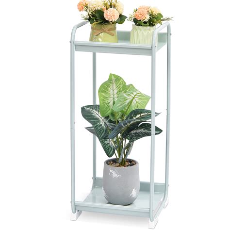 Kingrack Metal Plant Stand, 2-Tier Outdoor & Indoor Flower Stand, Side