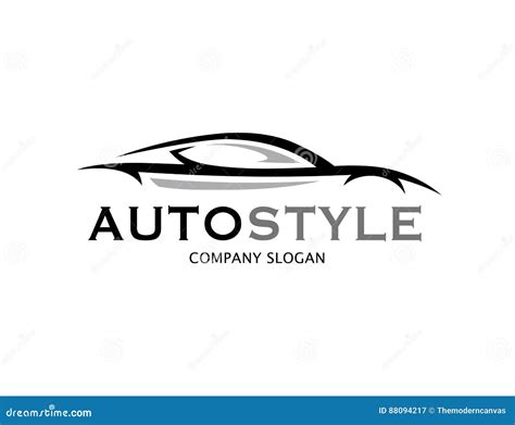 Automotive Car Logo Design With Abstract Sports Vehicle Silhouette