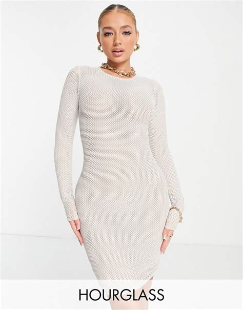 Naked Wardrobe Mesh Net Long Sleeve Mini Dress In White Shopstyle
