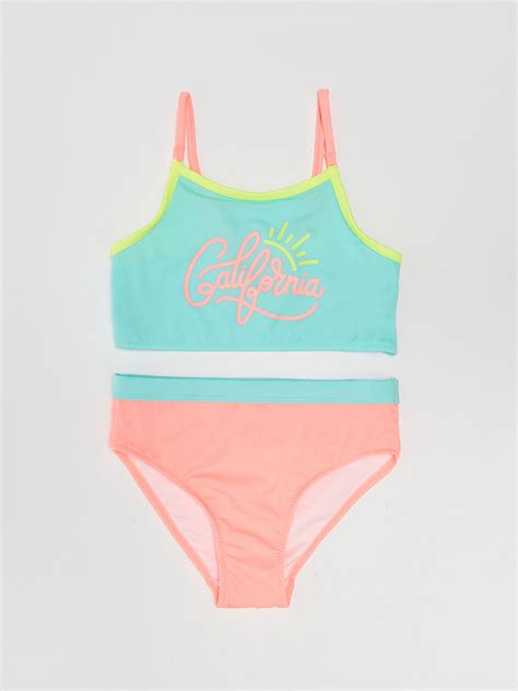 Turkuaz Bask L K Z Ocuk Bikini S Z Sdj Lcw