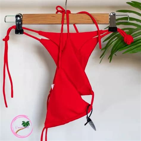 Bikini Rojo Colaless Tiritas Ajustables Cuotas sin interés