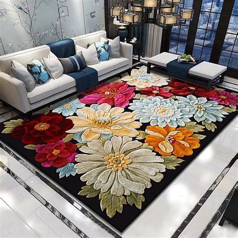 Amazon.com: Qkjtyt Modern Colorful Blooming Flowers Area Rug for Living ...