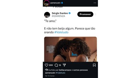 Vale Tudo Bella Campos curte post crítica a falta de beijo gay