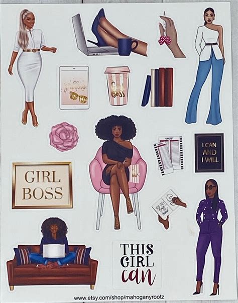 African American Boss Babe Sticker Bundle Girl Bossblack Etsy