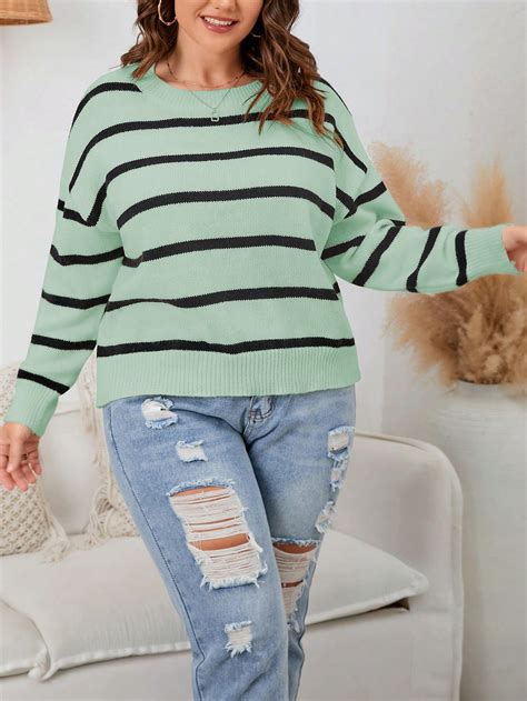 Shein Frenchy Jersey Con Patr N De Rayas De Hombros Ca Dos Moda De