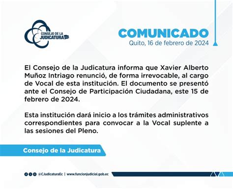 Xavier Mu Oz Renunci A Su Vocal A En El Consejo De La Judicatura