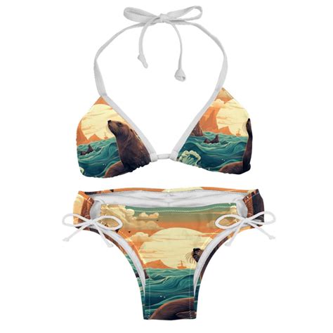 Sea Lion Swimsuit Women Bikinis Detachable Sponge Adjustable Strap Bikini Set Two Pack Beach