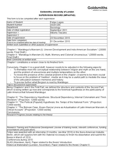 5 Supervision Meeting Form 2015 16 Thesis Academia