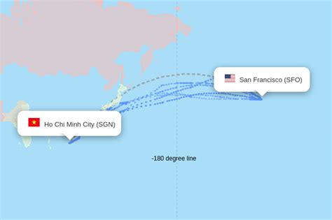 Actual flight paths from San Francisco to Ho Chi Minh City ...