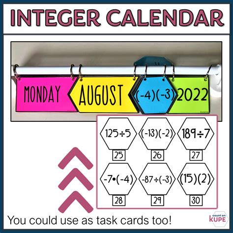 Integer Operations Math Hanging Classroom Calendar Made By Teachers