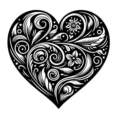 Premium PSD | Black and white silhouette of a heart the symbol of love