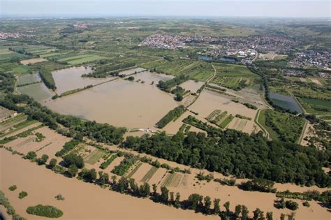 Luftbild Ingelheim Hochwasser Situation nach Öffnung der