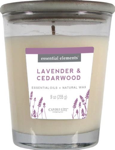 Candle Lite Essential Elements Lavender And Cedarwood Glass Jar