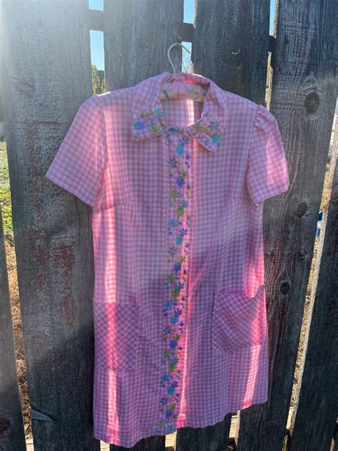 Vintage Pink Gingham Shirt Dress Gem