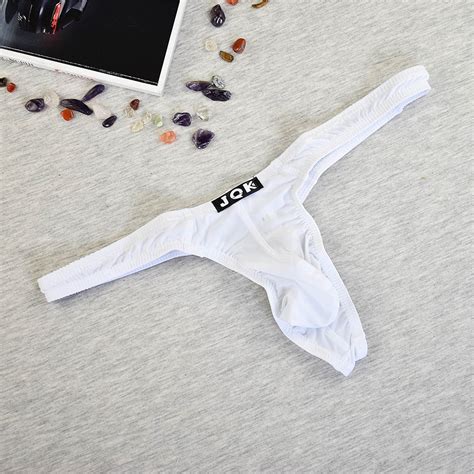 Kamamen Men Mini Thongs Briefs G String Underwear Bikini Low Waist T Back Panties White M